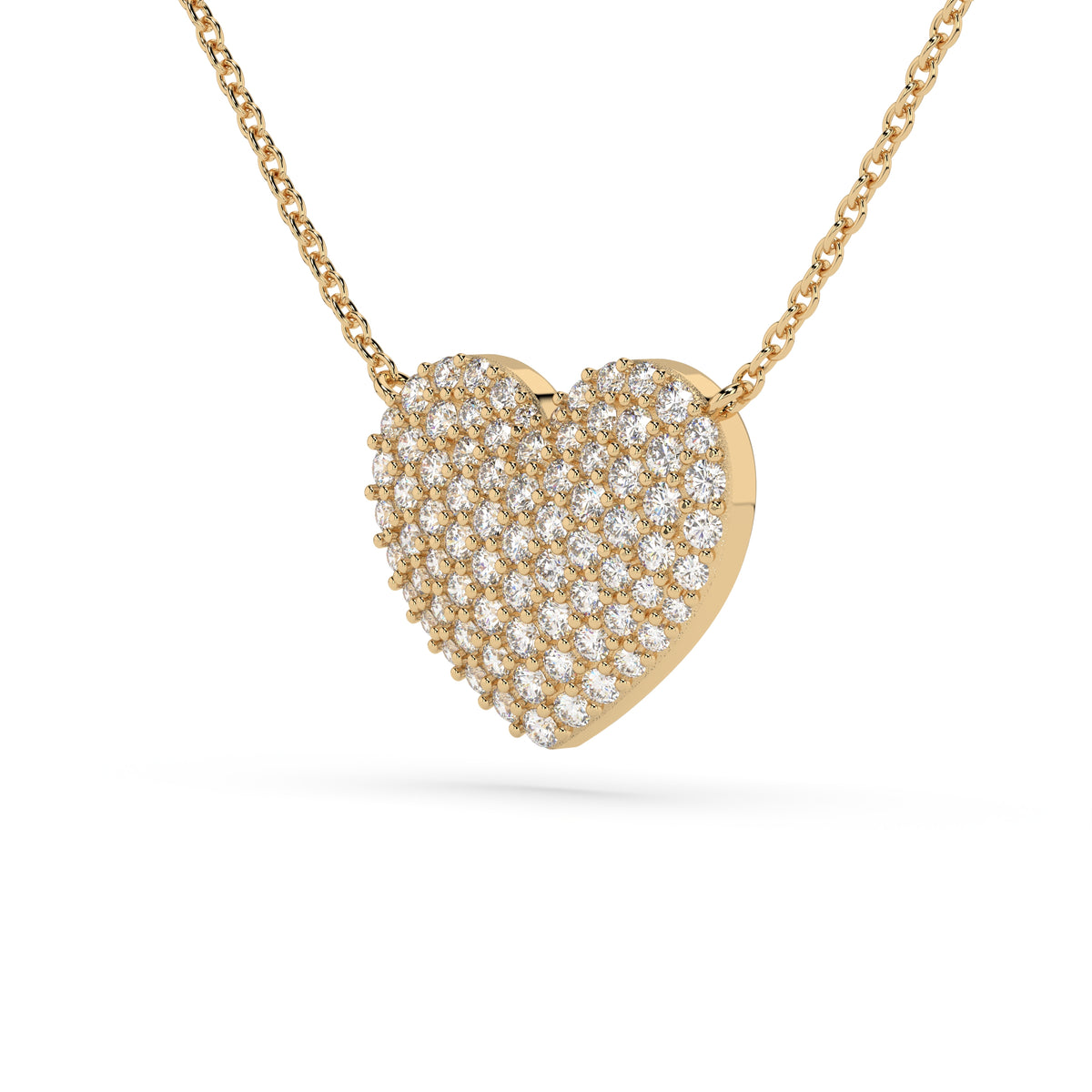 14k Large Diamond Puffy Heart Necklace