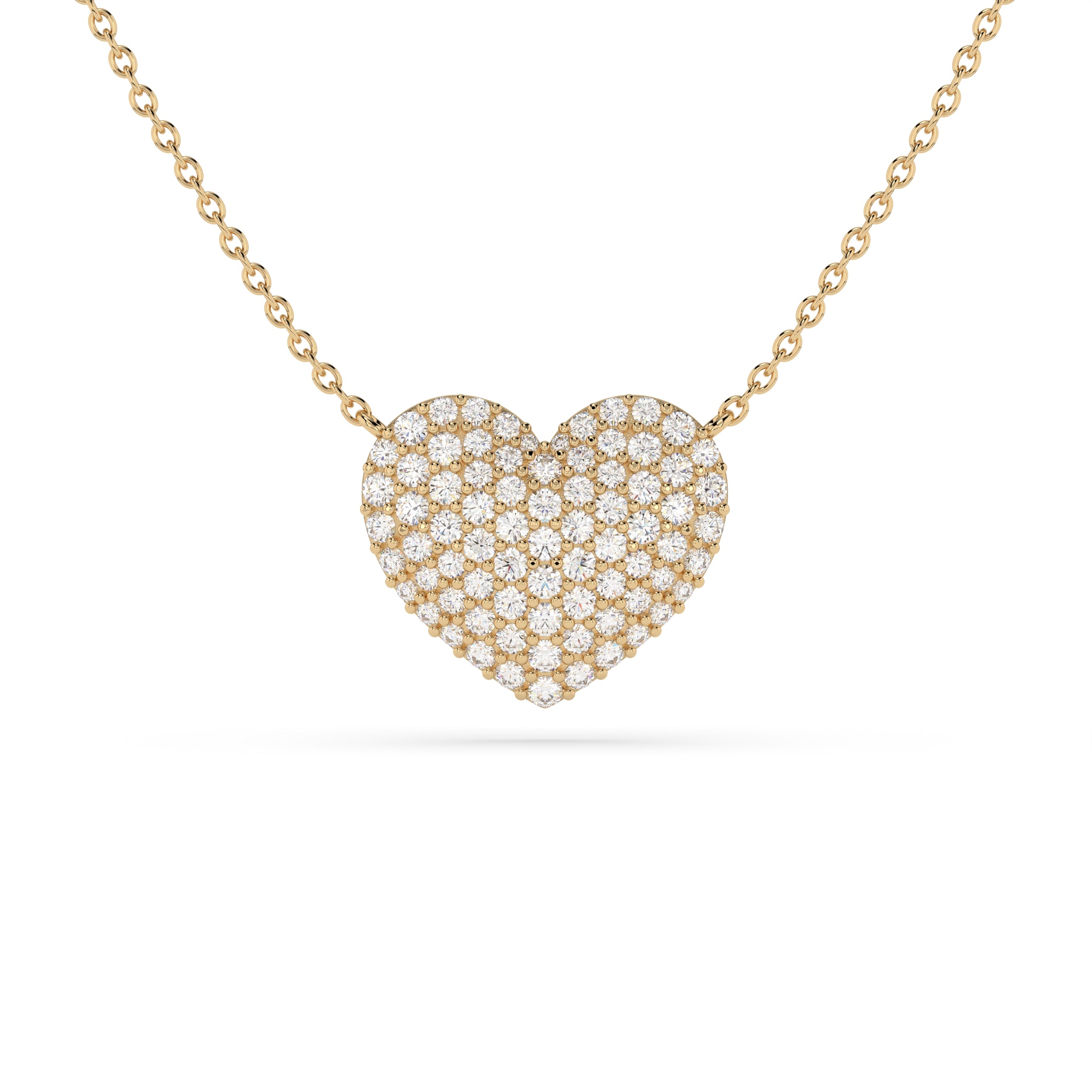 14k Large Diamond Puffy Heart Necklace