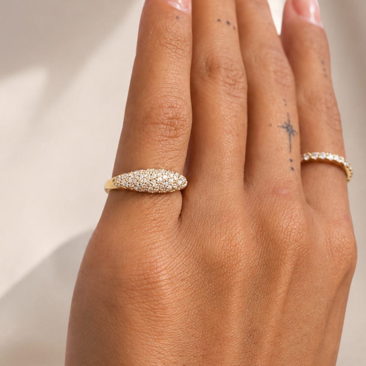 14k Little Diamond Pavé Dome Ring