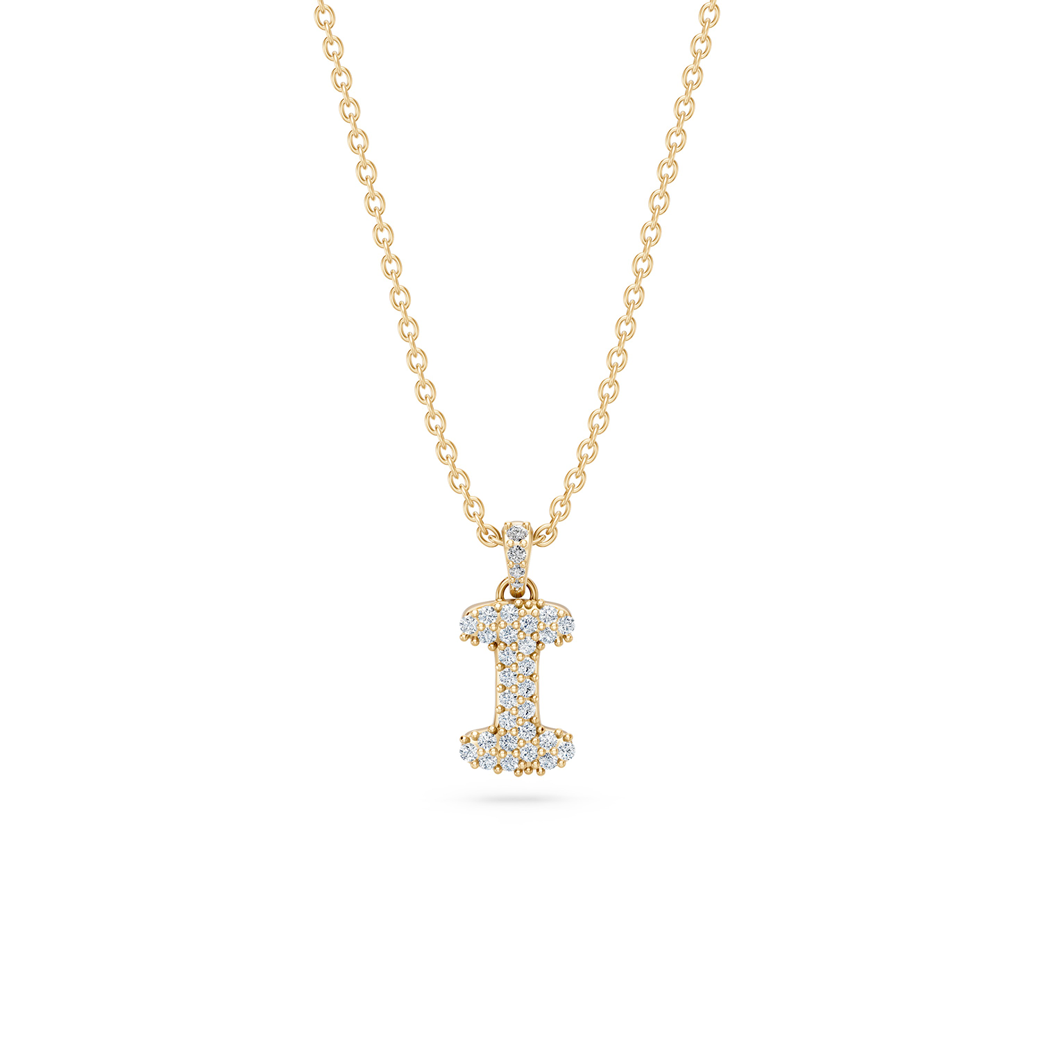 14k Diamond Bubble Letter Necklace