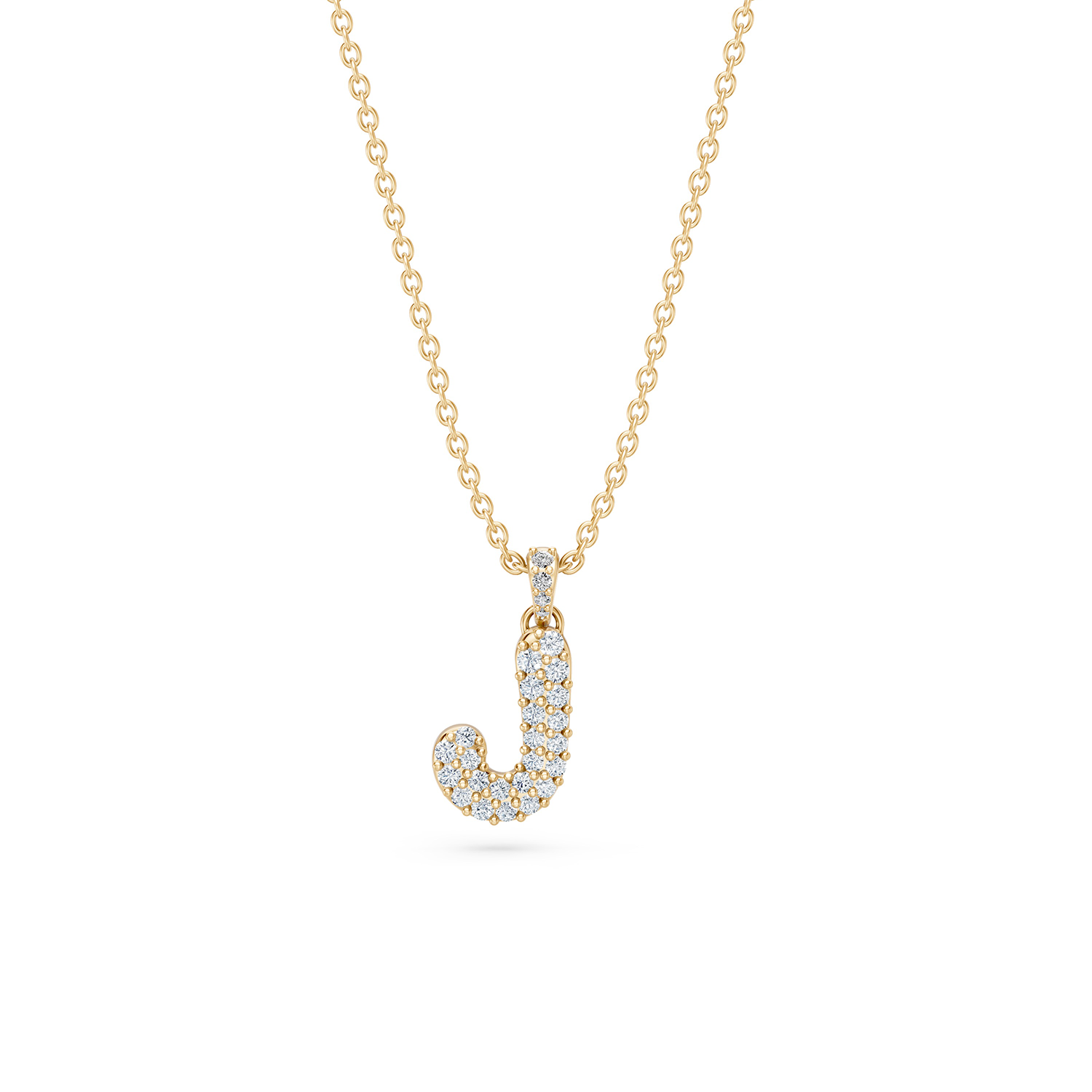 14k Diamond Bubble Letter Necklace