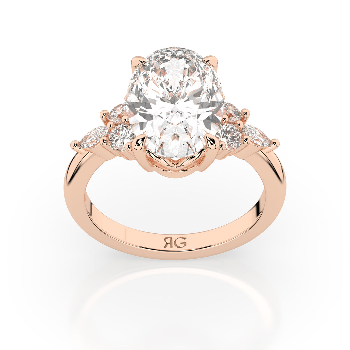 14k Oval Accent Ring