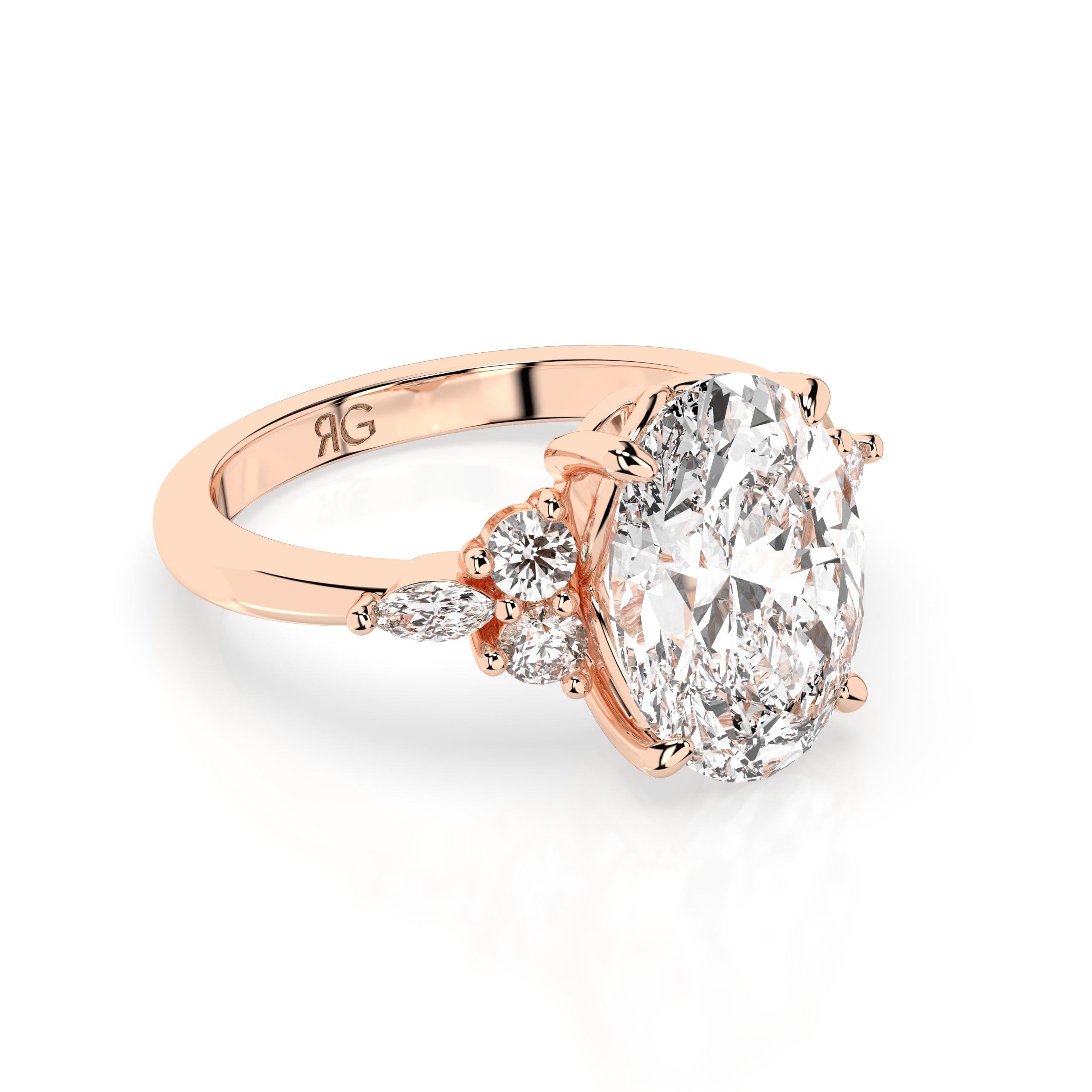 14k Oval Accent Ring