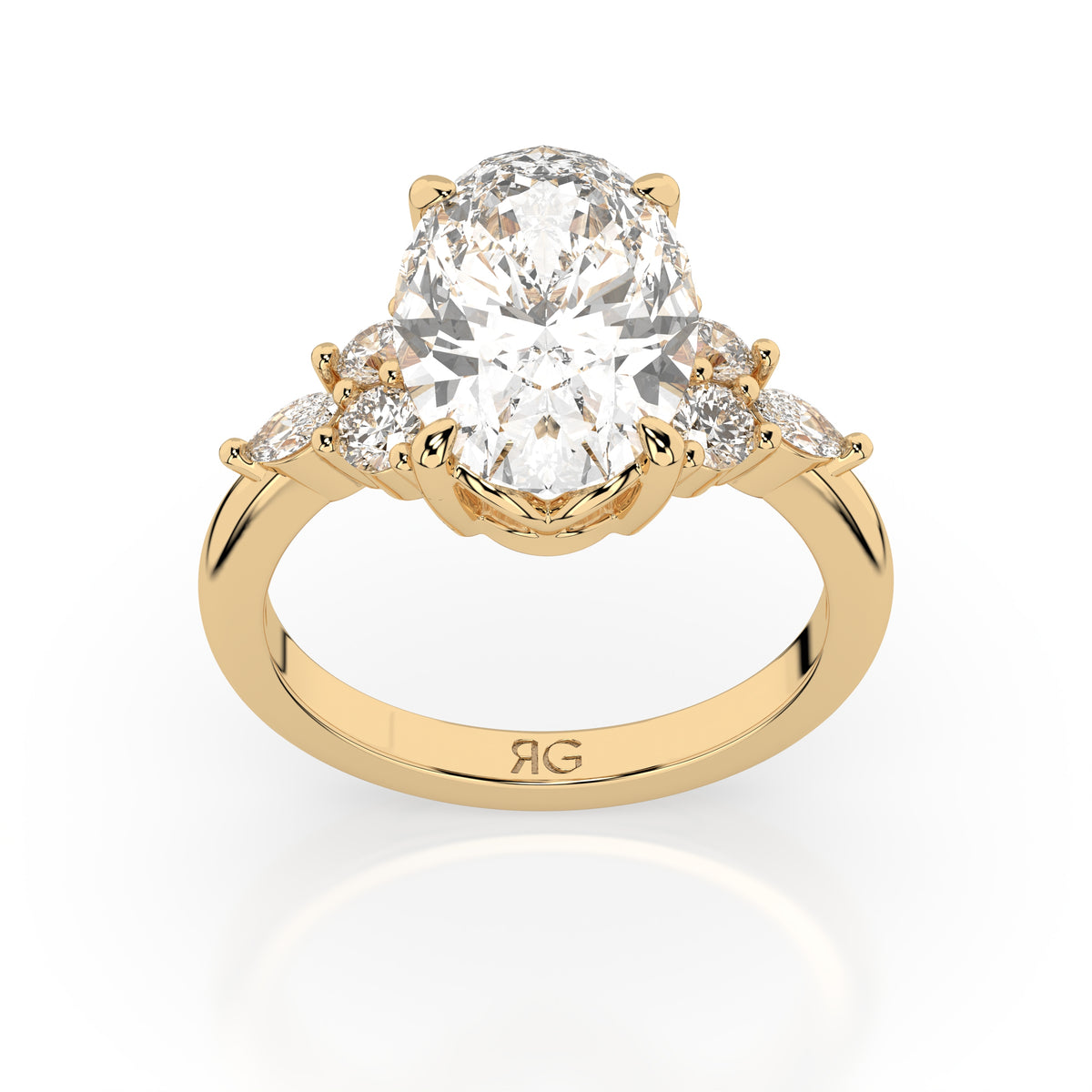 14k Oval Accent Ring