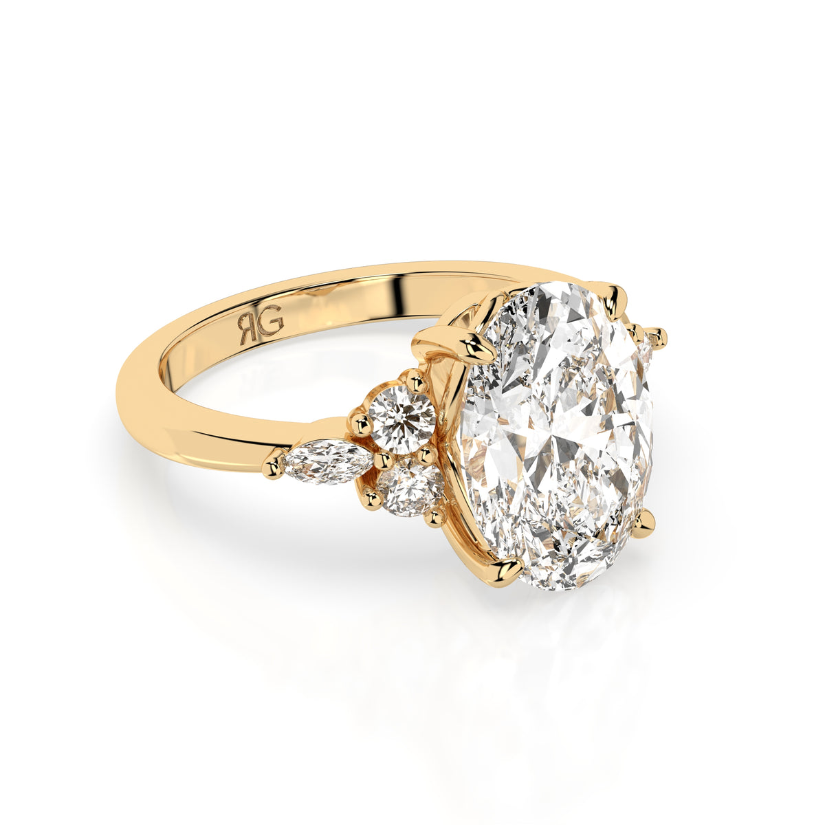 14k Oval Accent Ring
