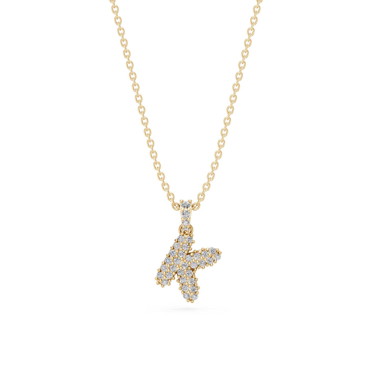 14k Diamond Bubble Letter Necklace