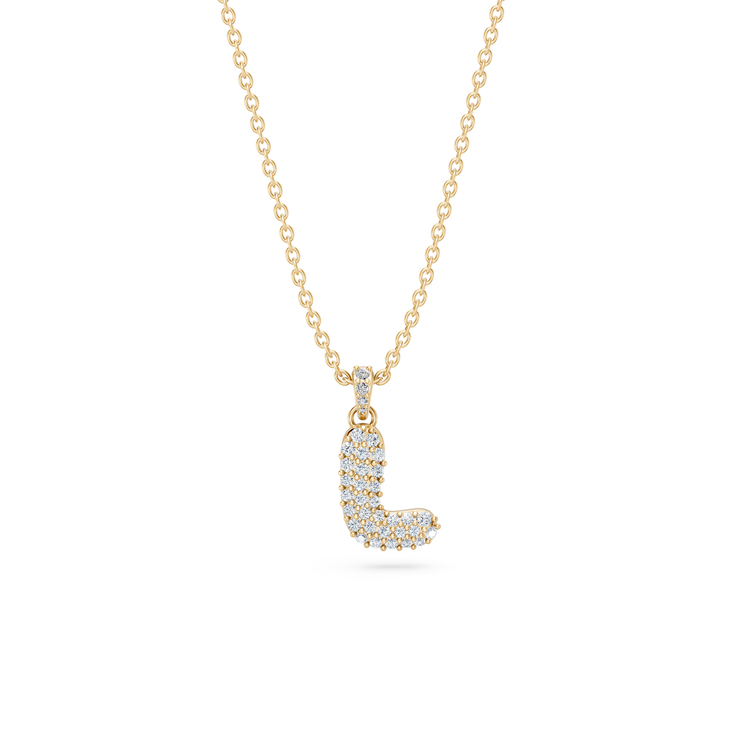 14k Diamond Bubble Letter Necklace