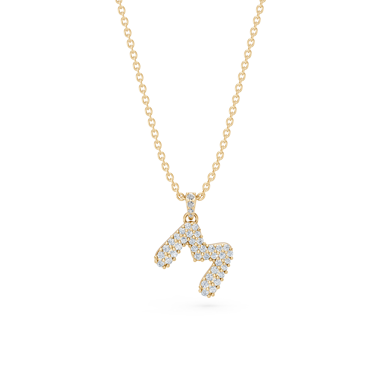 14k Diamond Bubble Letter Necklace