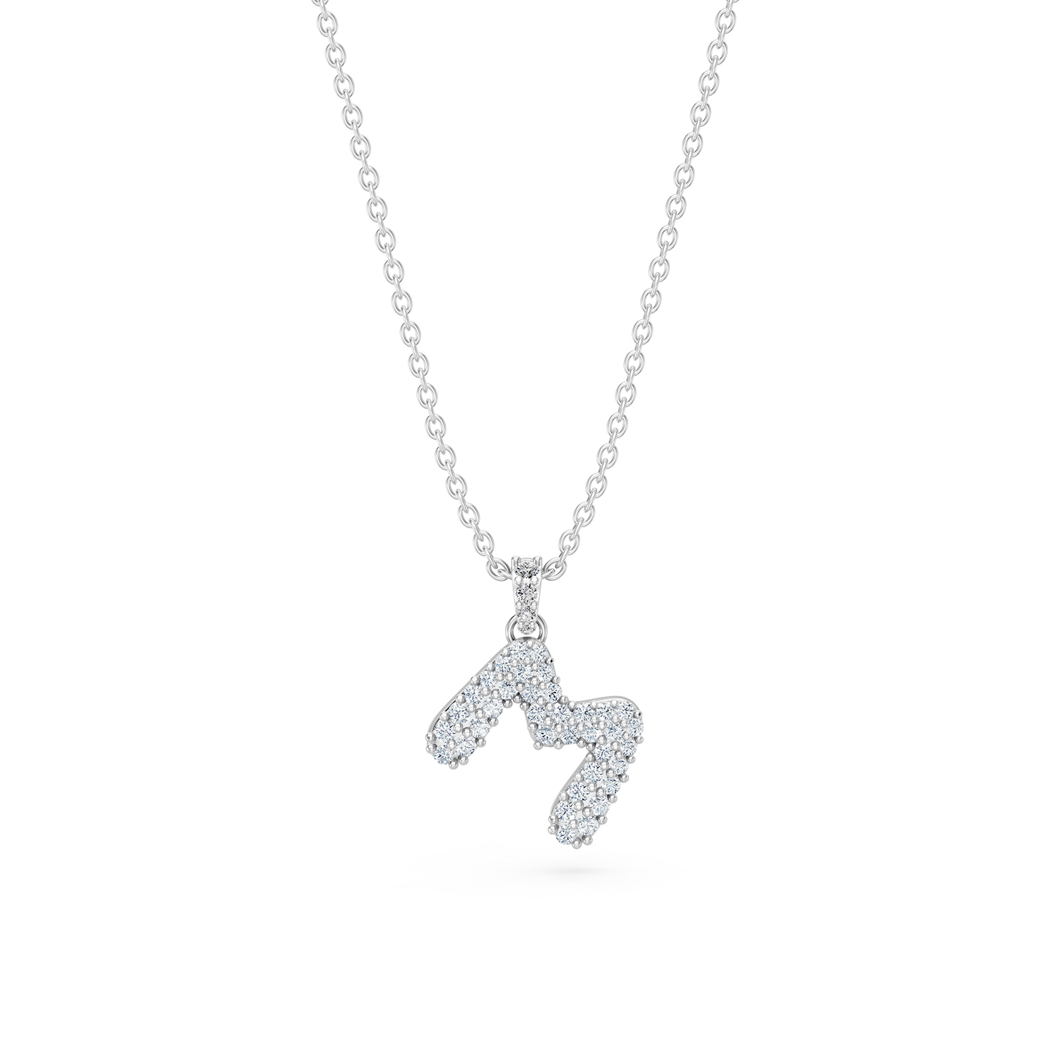 14k Diamond Bubble Letter Necklace