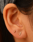 14k Diamond Bar Flatback Studs