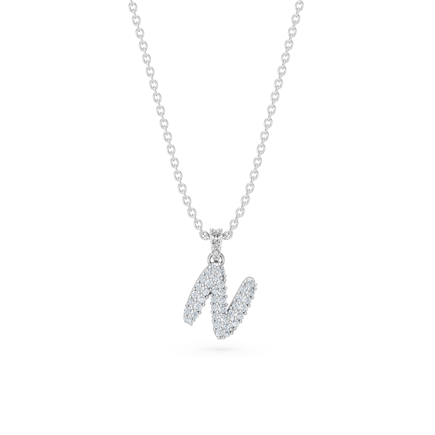 14k Diamond Bubble Letter Necklace