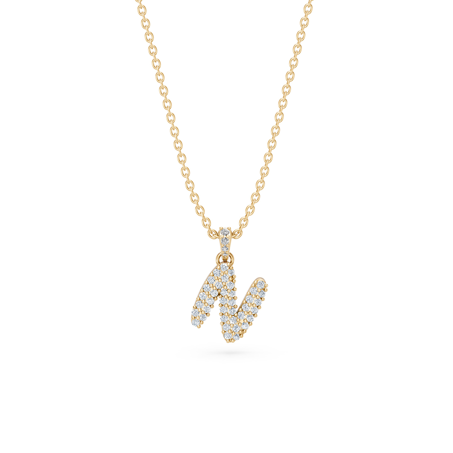14k Diamond Bubble Letter Necklace