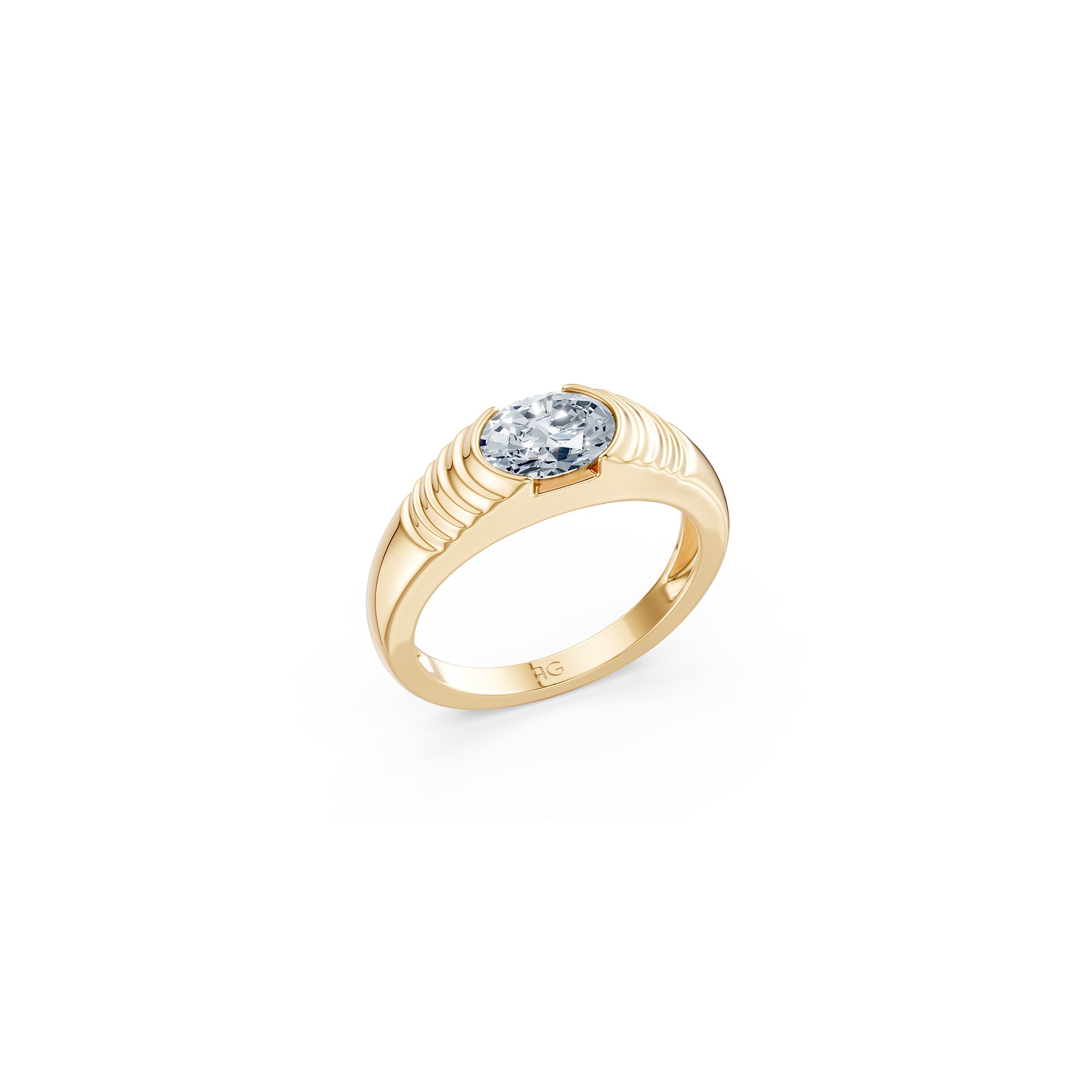 14 Oval Diamond Pyramid Ring