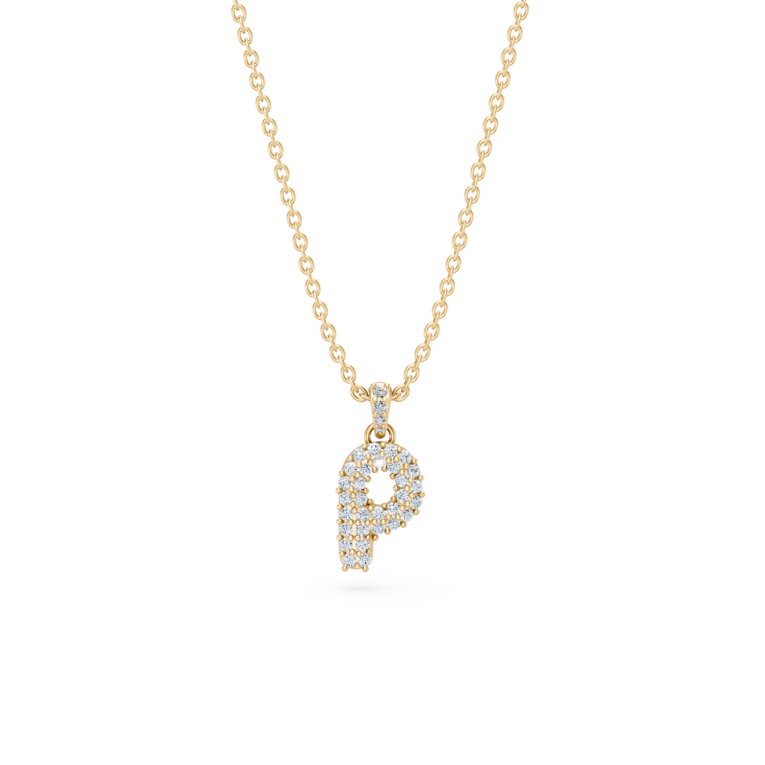 14k Diamond Bubble Letter Necklace