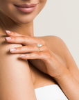 14k Pear Cut Solitaire Ring | Hidden Halo