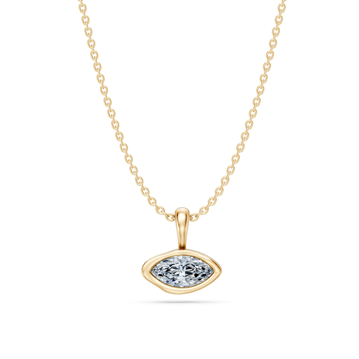 14k Organic East-West Marquise Necklace