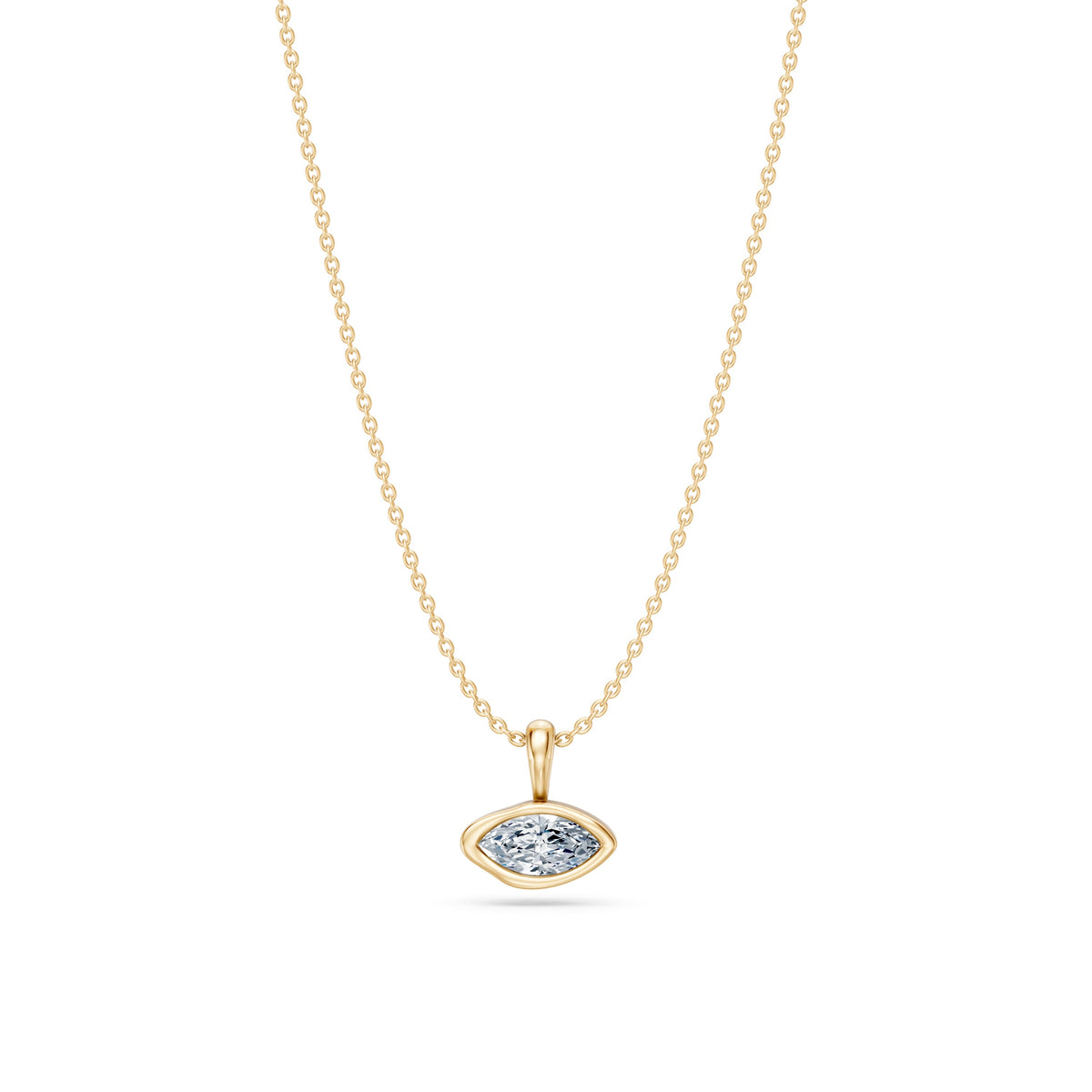 14k Organic East-West Marquise Necklace