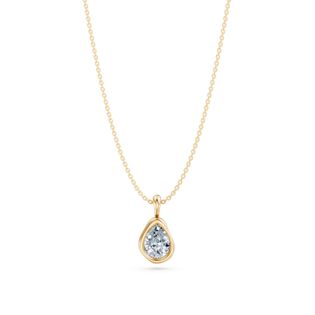 14k Organic Pear Diamond Necklace