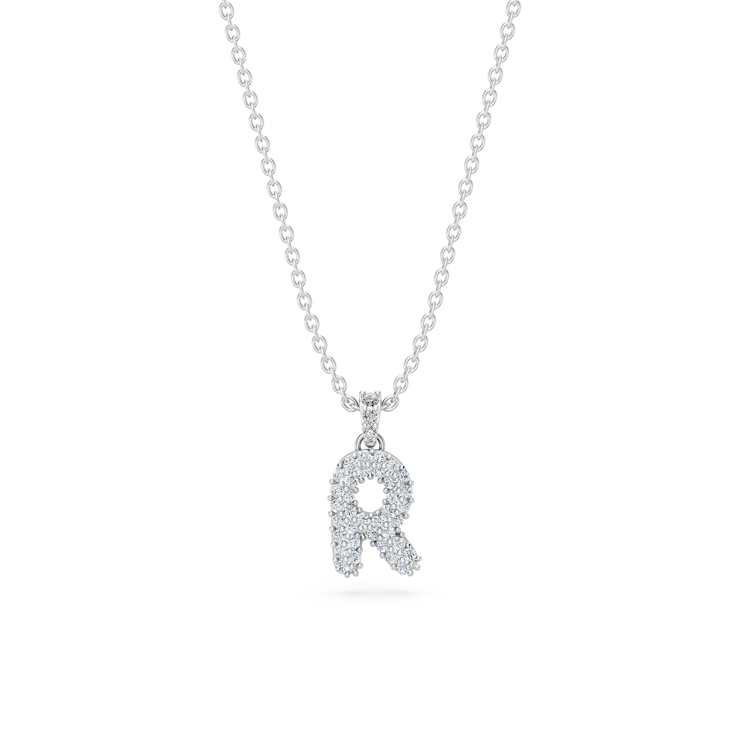 14k Diamond Bubble Letter Necklace