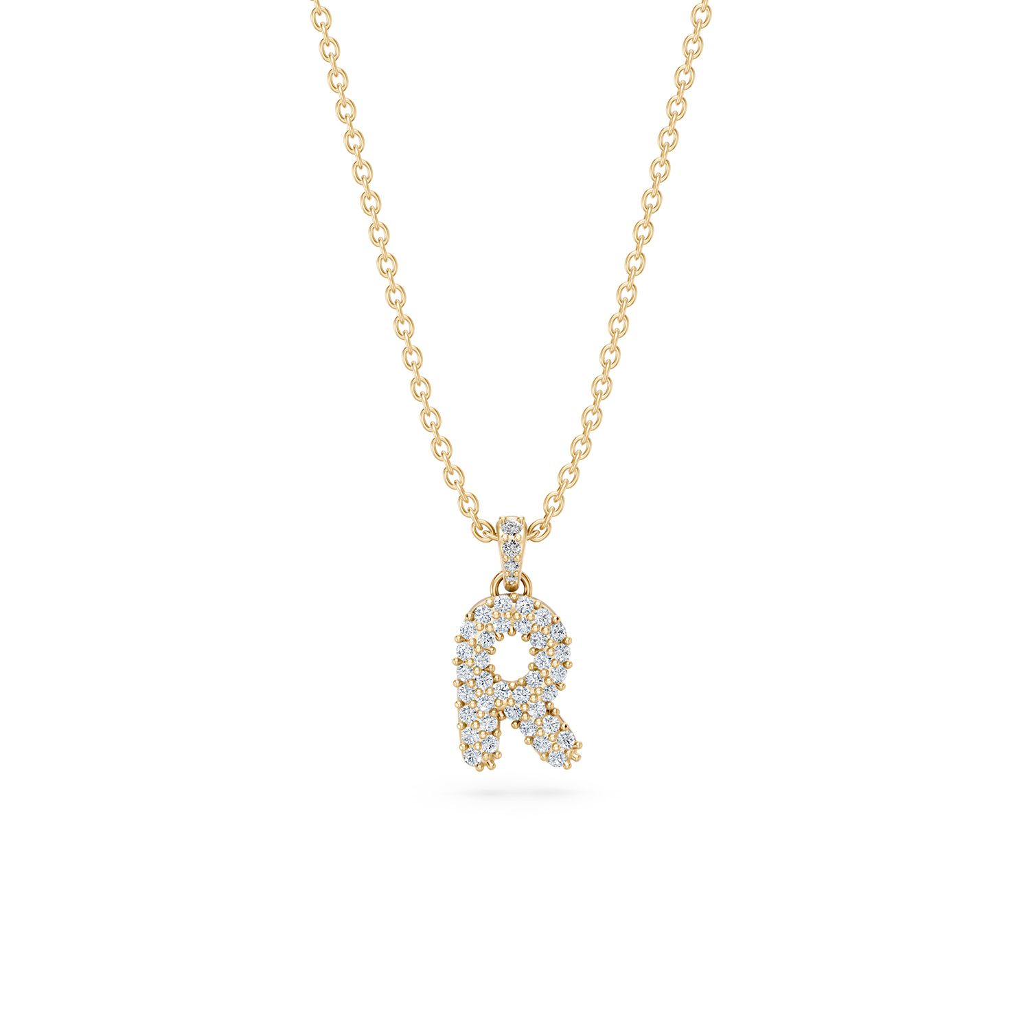 14k Diamond Bubble Letter Necklace