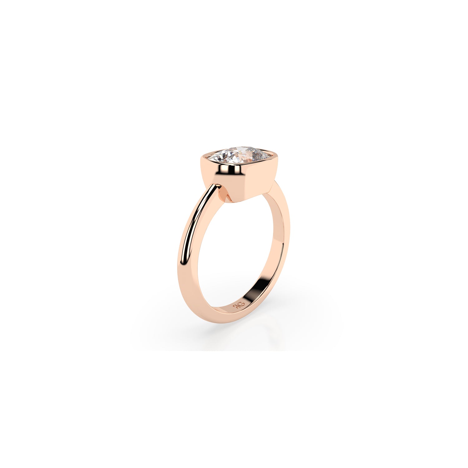 14k Cushion East West Bezel Ring