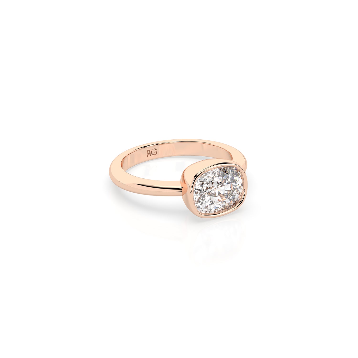 14k Cushion East West Bezel Ring