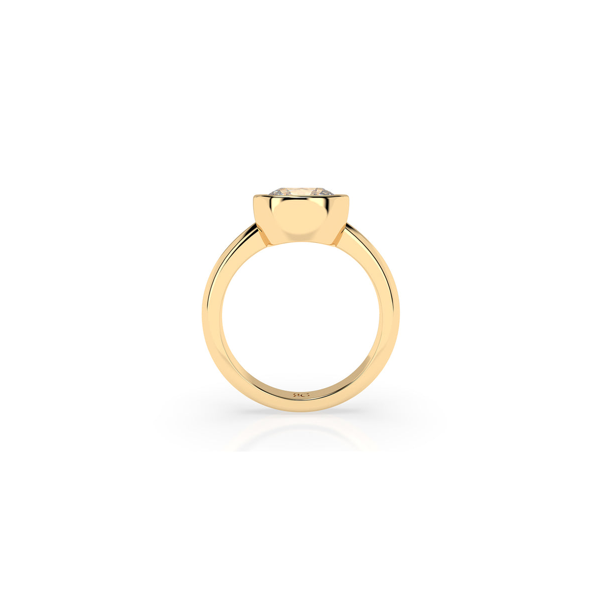 14k Cushion East West Bezel Ring