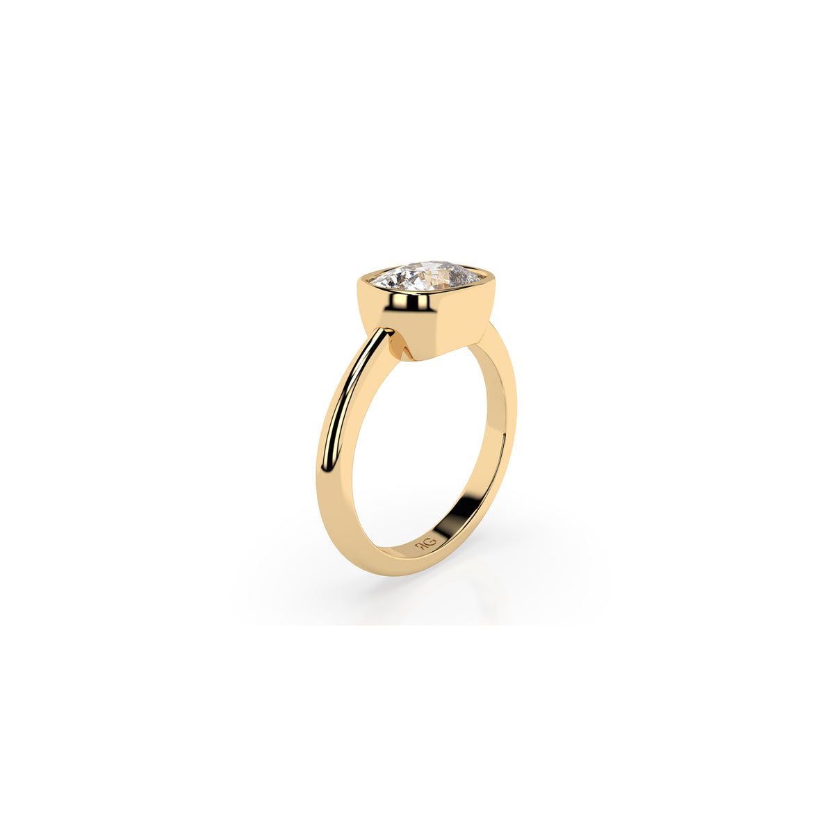 14k Cushion East West Bezel Ring