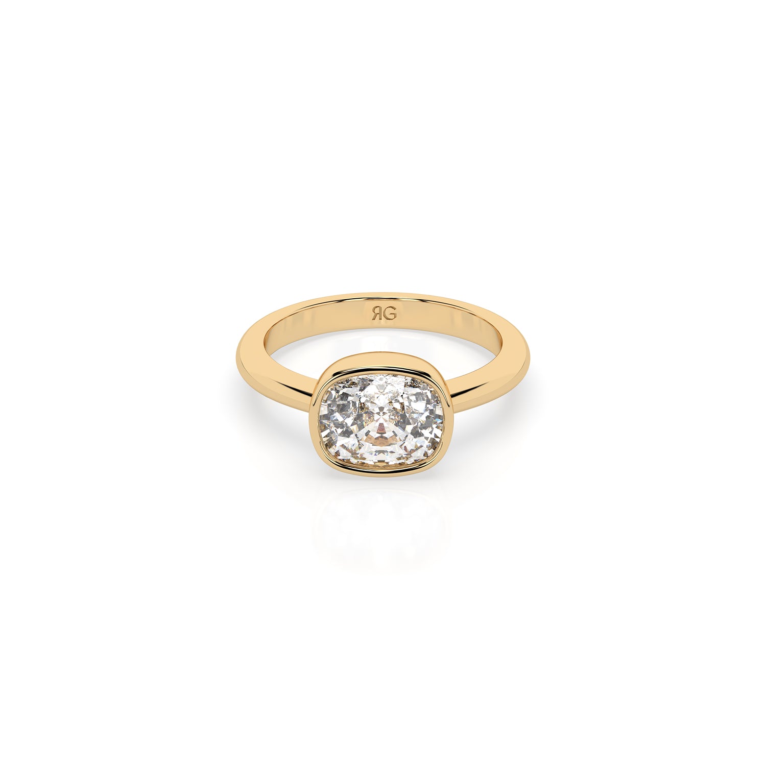 14k Cushion East West Bezel Ring