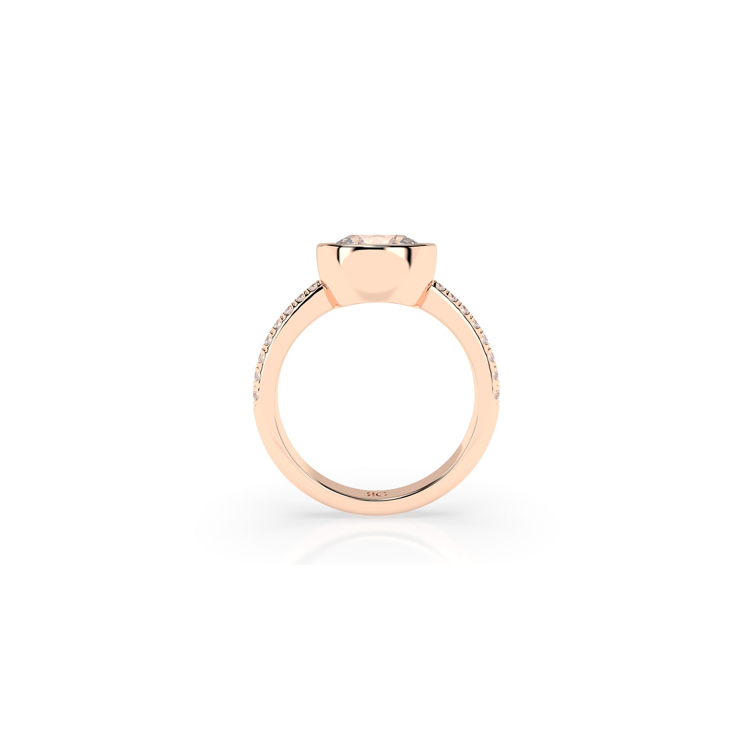 14k Cushion East West Bezel Pave Ring