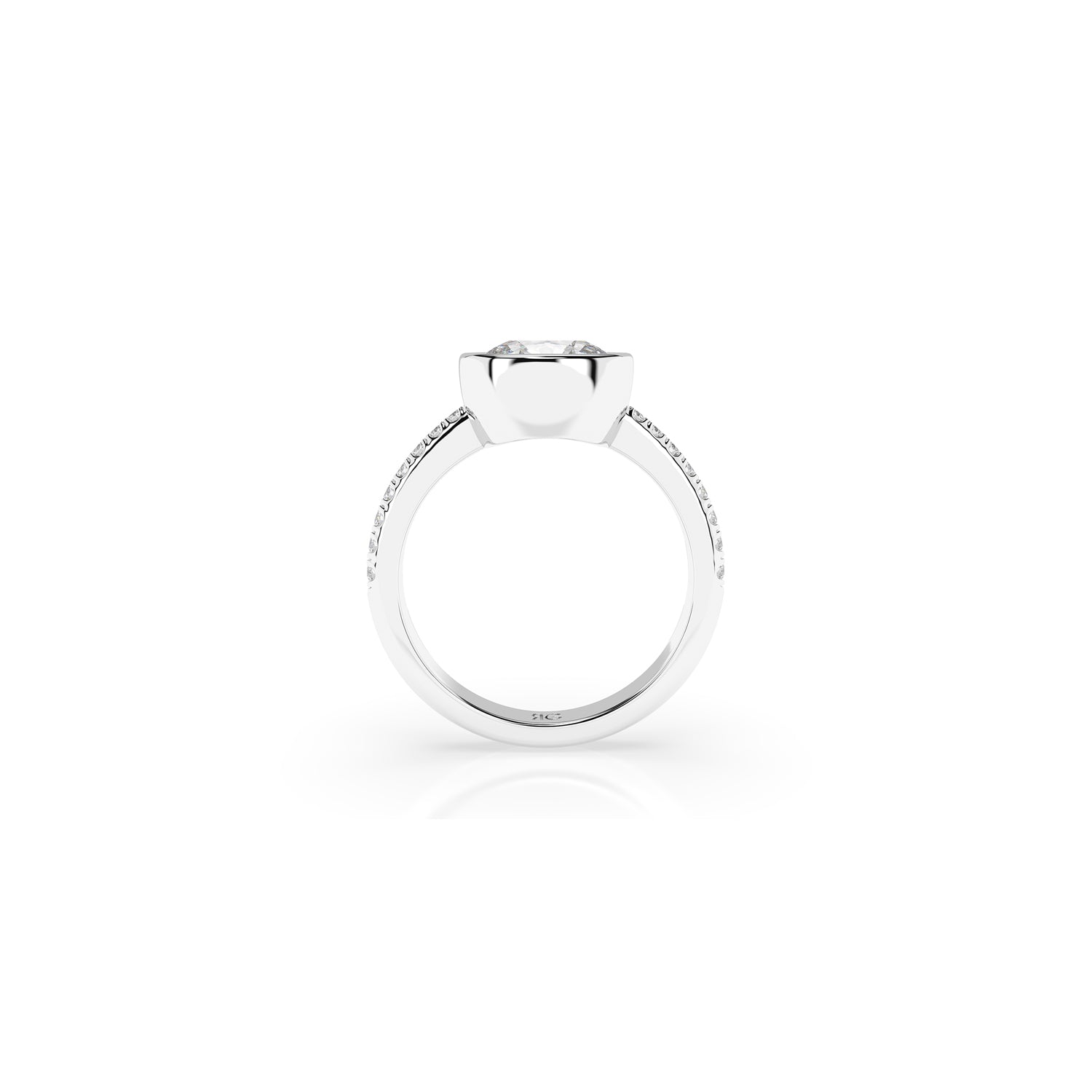 14k Cushion East West Bezel Pave Ring