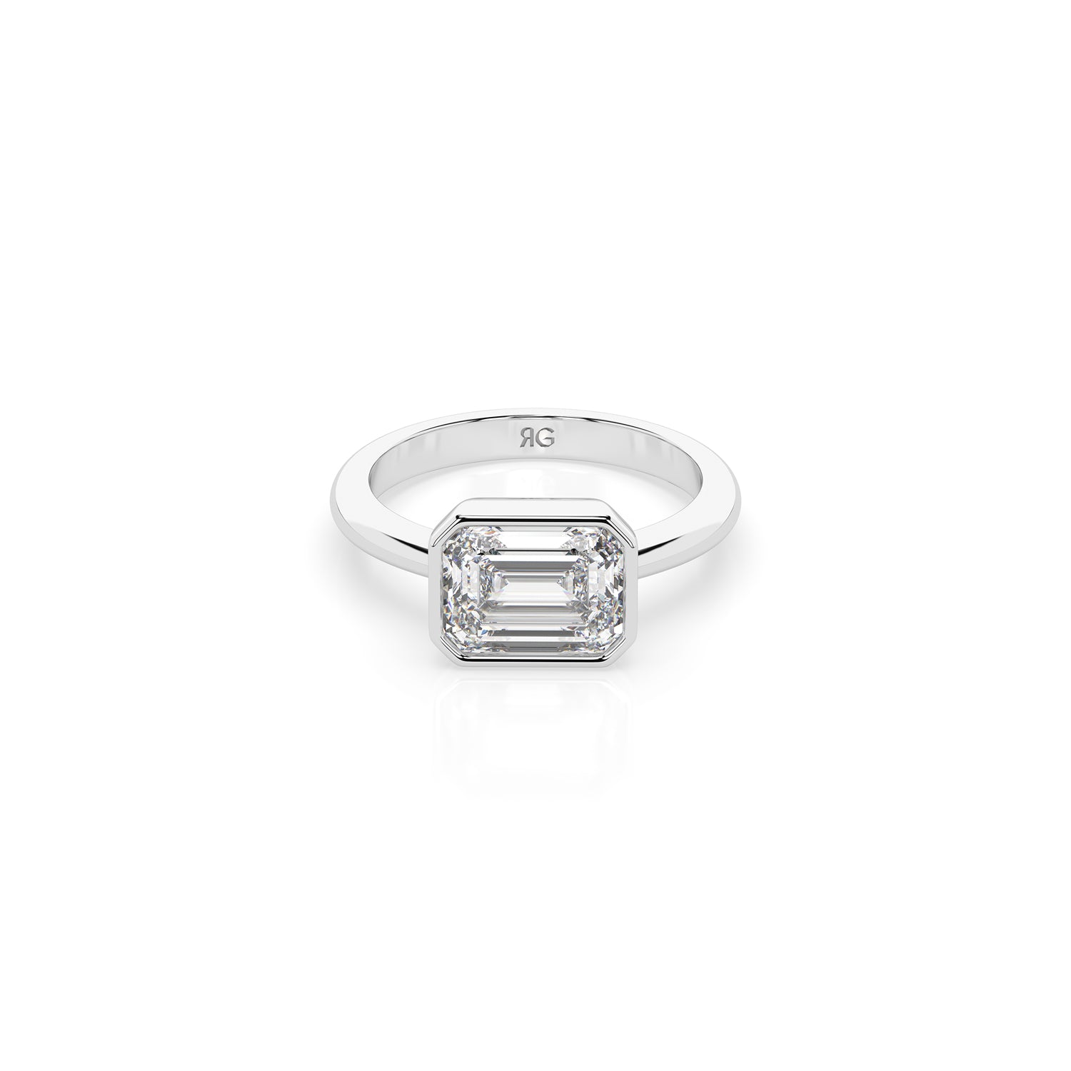 14k Emerald East West Bezel Ring