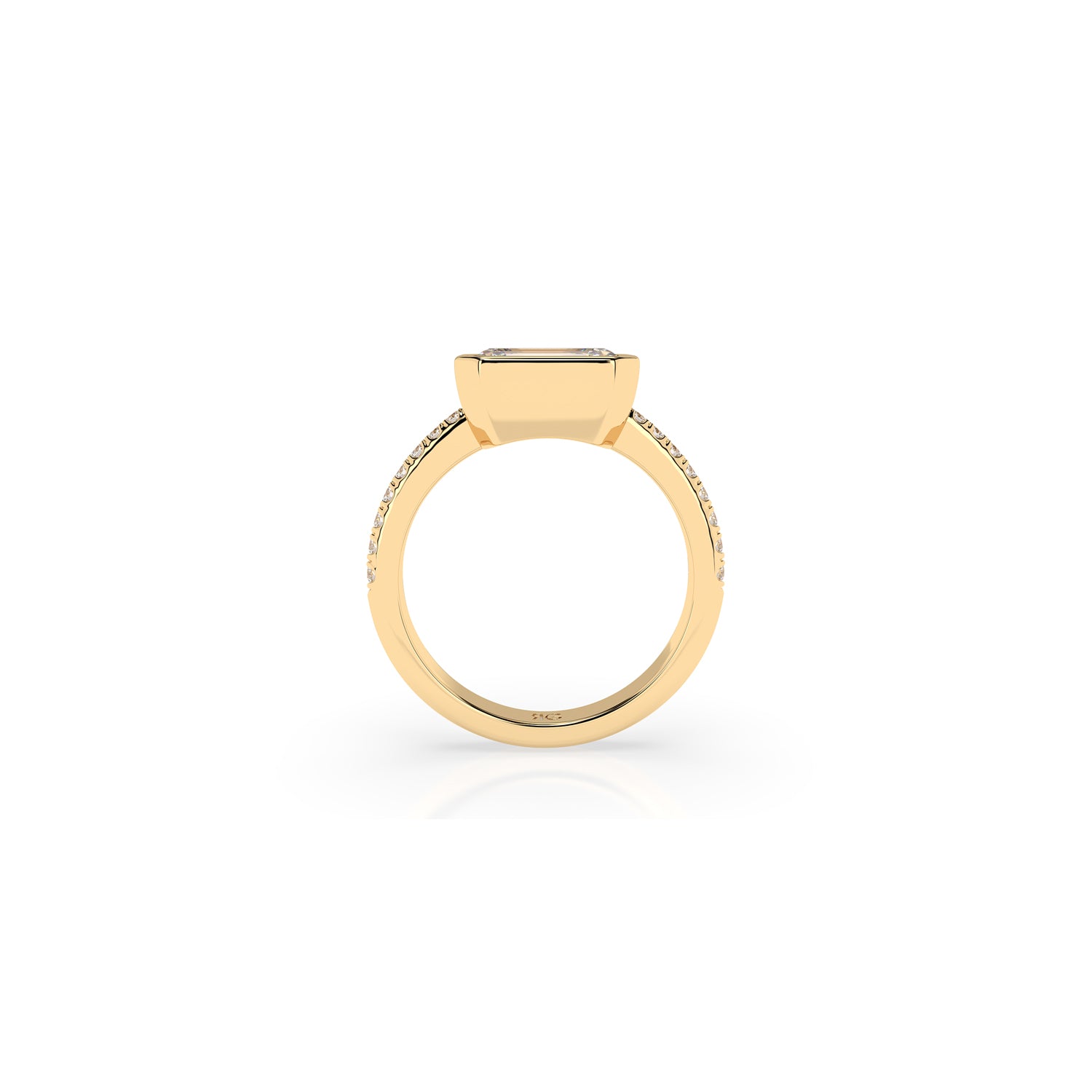 14k Emerald Pave East West Bezel Ring