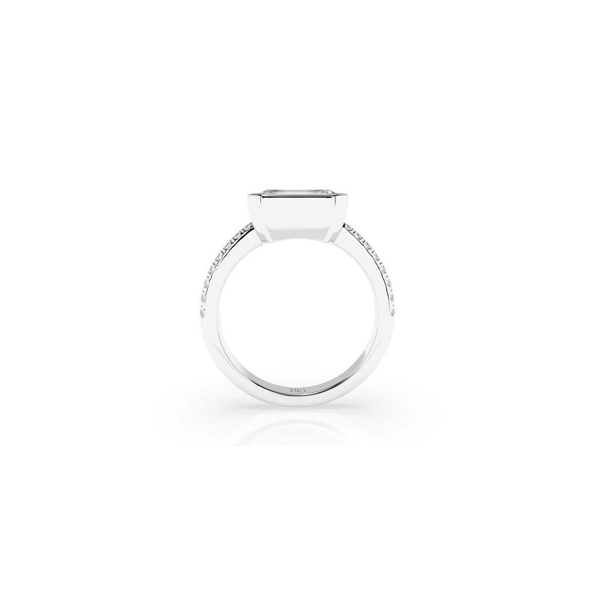 14k Emerald Pave East West Bezel Ring