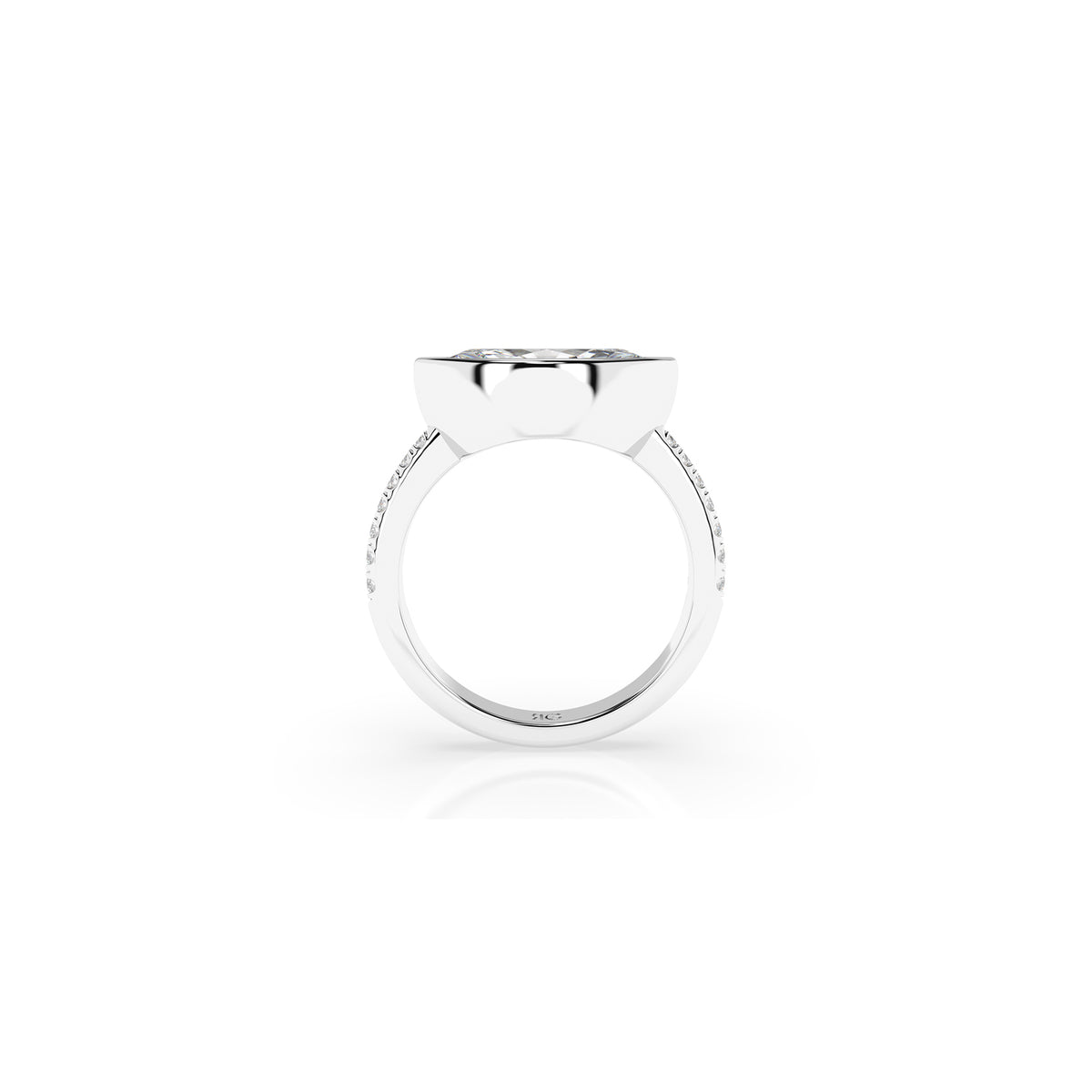 14k Marquise East West Bezel Pavé Ring