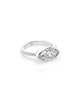 14k Marquise East West Bezel Pave Ring