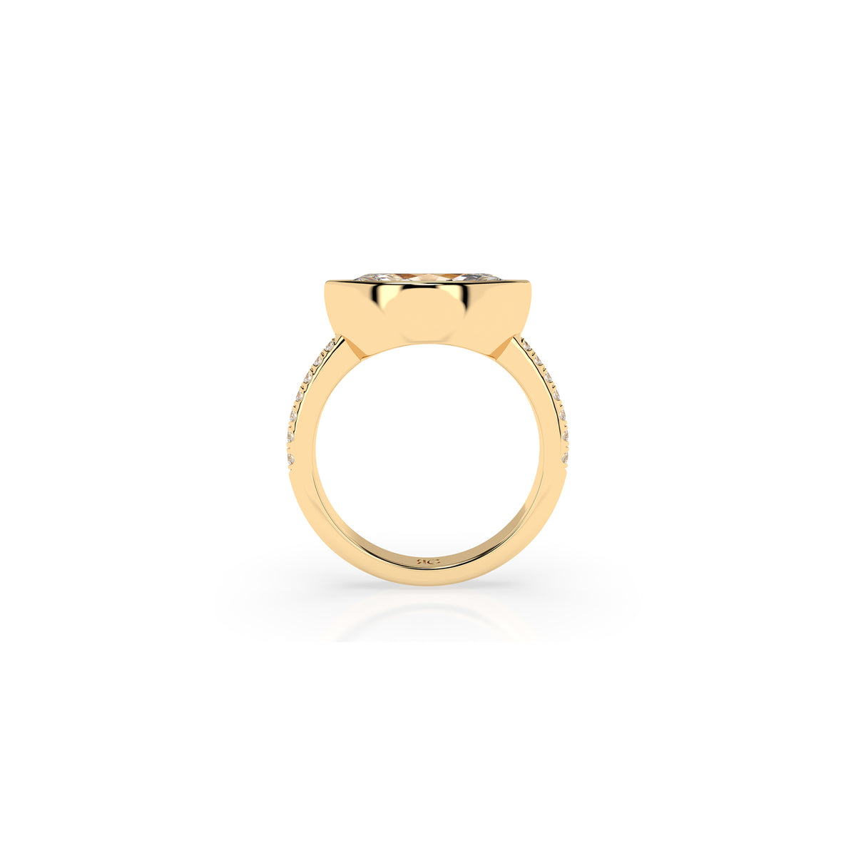 14k Marquise East West Bezel Pavé Ring