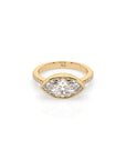 14k Marquise East West Bezel Pave Ring