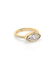 14k Marquise East West Bezel Pave Ring