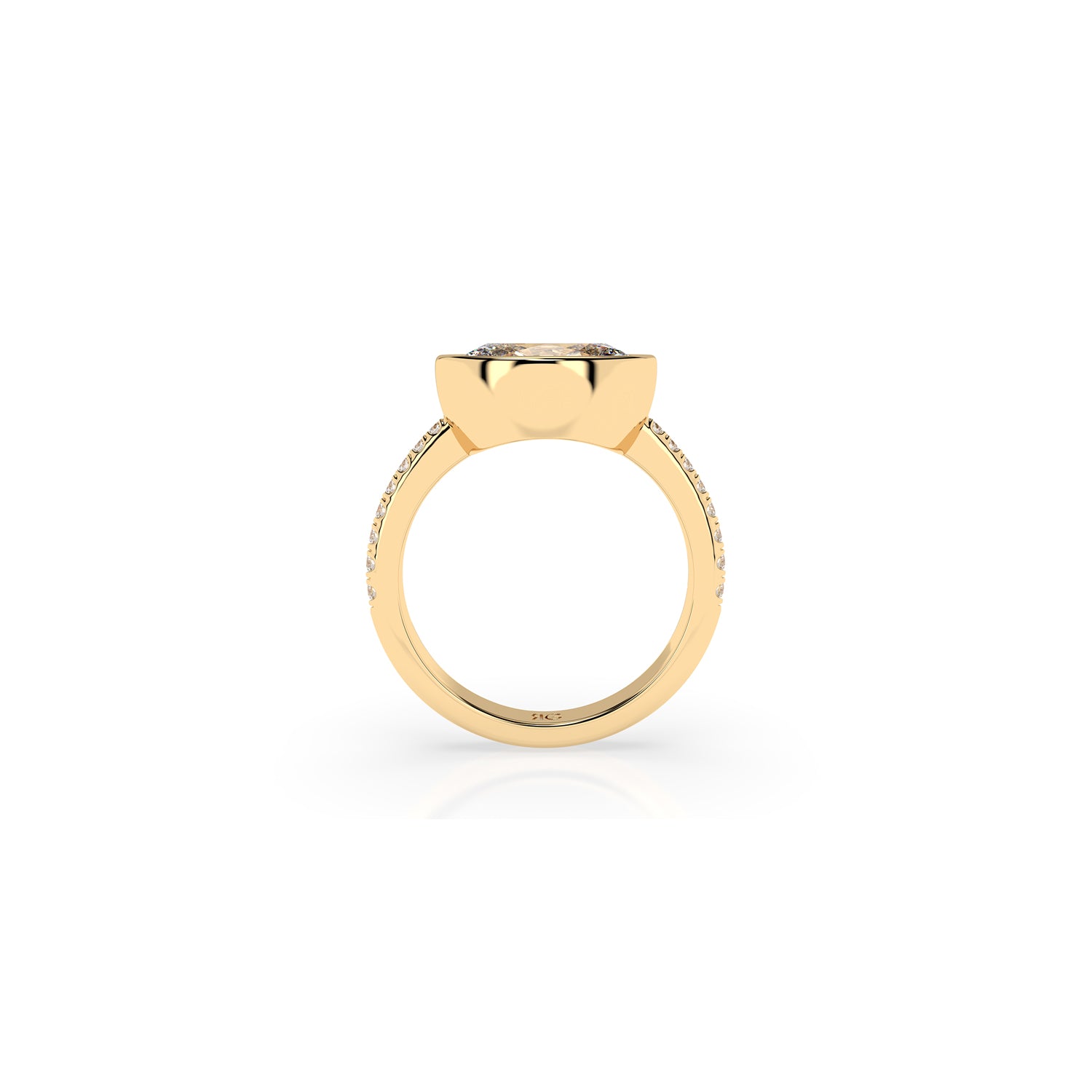 14k Oval East West Bezel Pave Ring