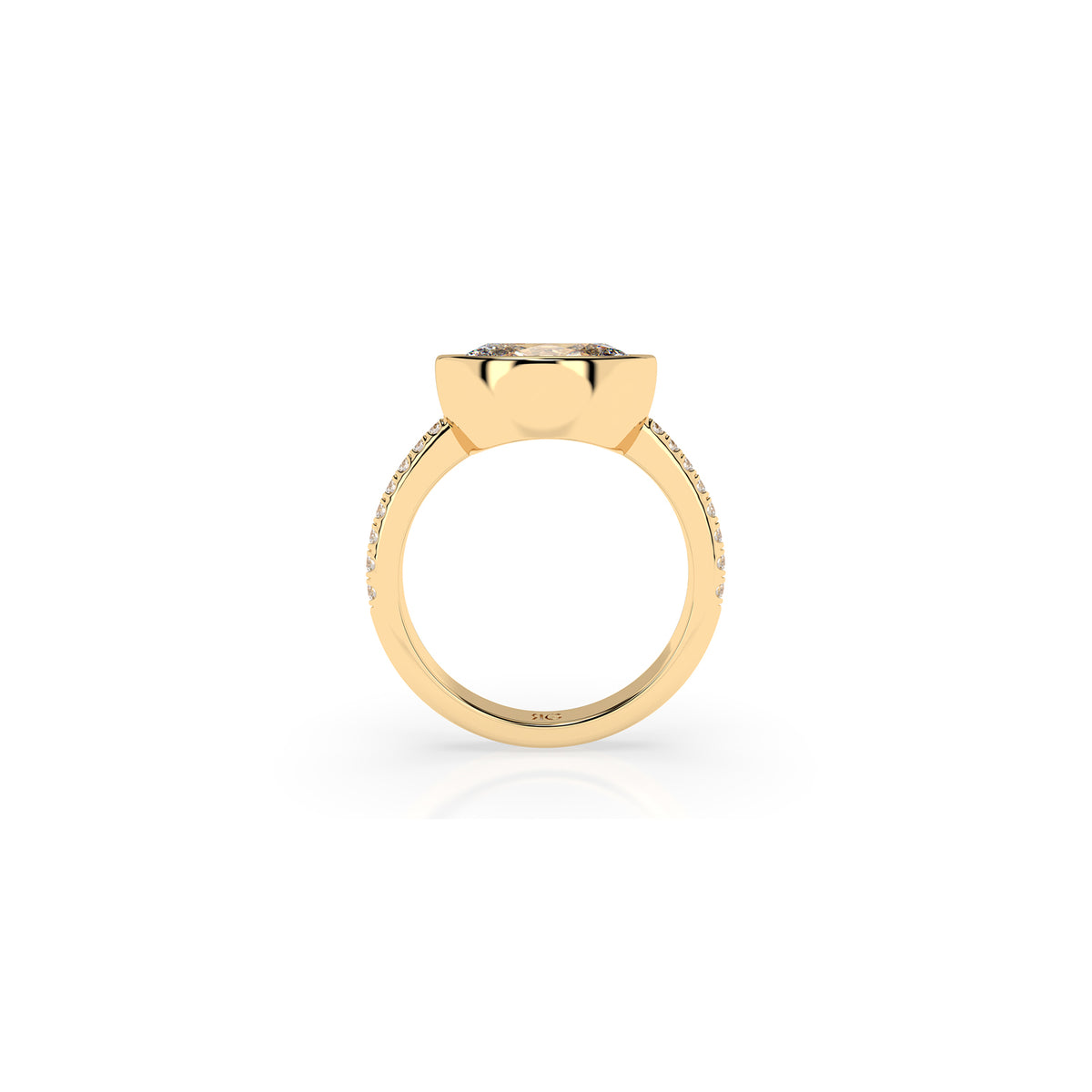 14k Oval East West Bezel Pavé Ring