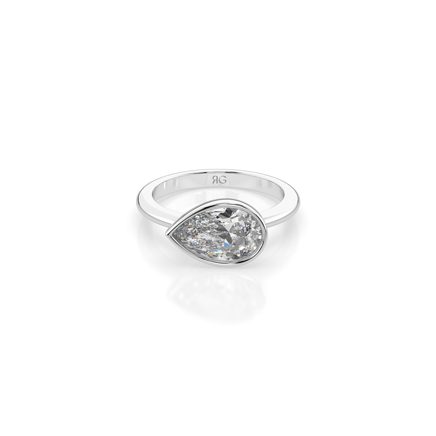 14k Pear East West Bezel Ring