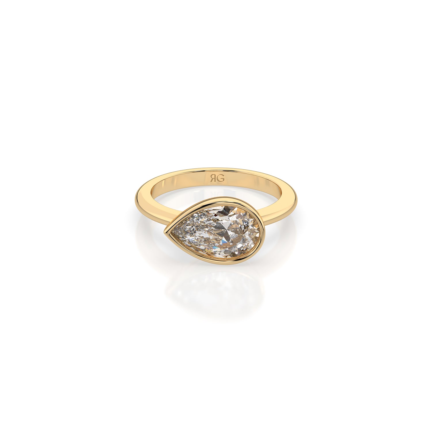 14k Pear East West Bezel Ring