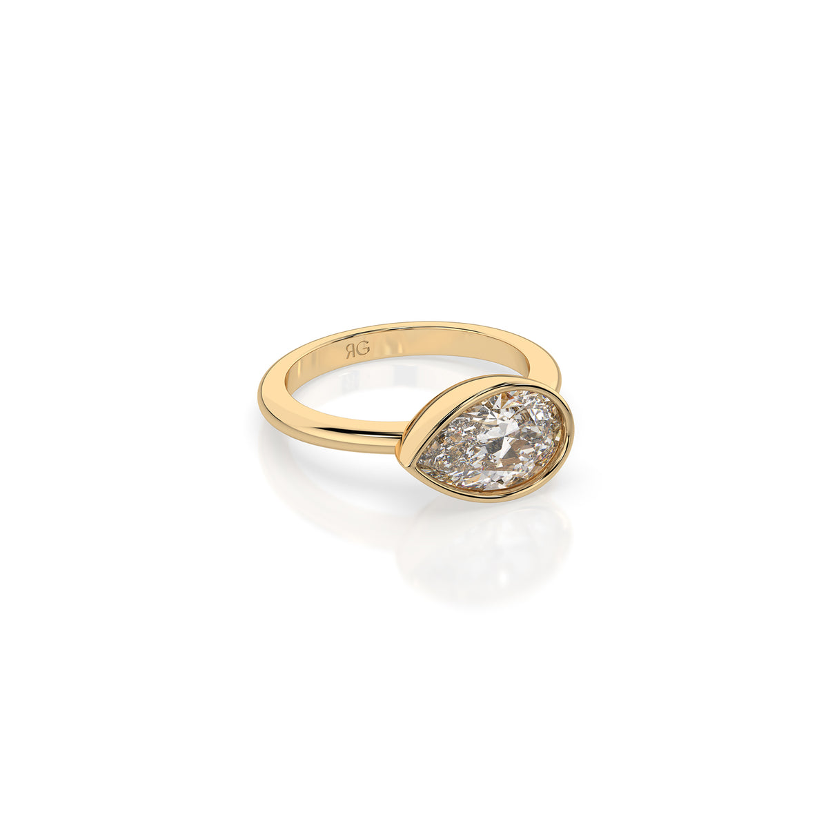 14k Pear East West Bezel Ring