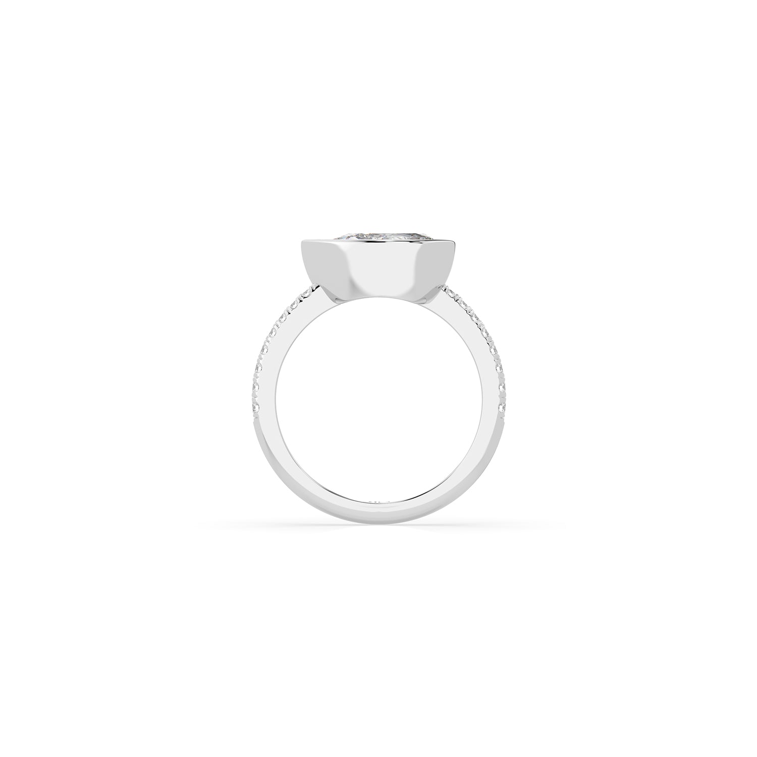 14k Pear East West Bezel Pavé Ring