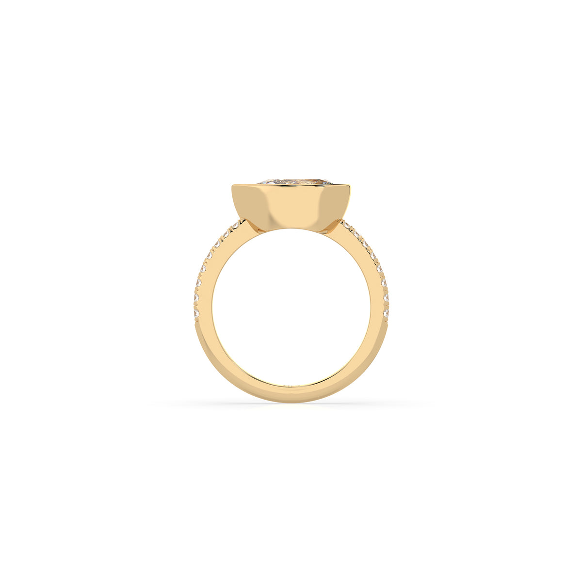 14k Pear East West Bezel Pavé Ring