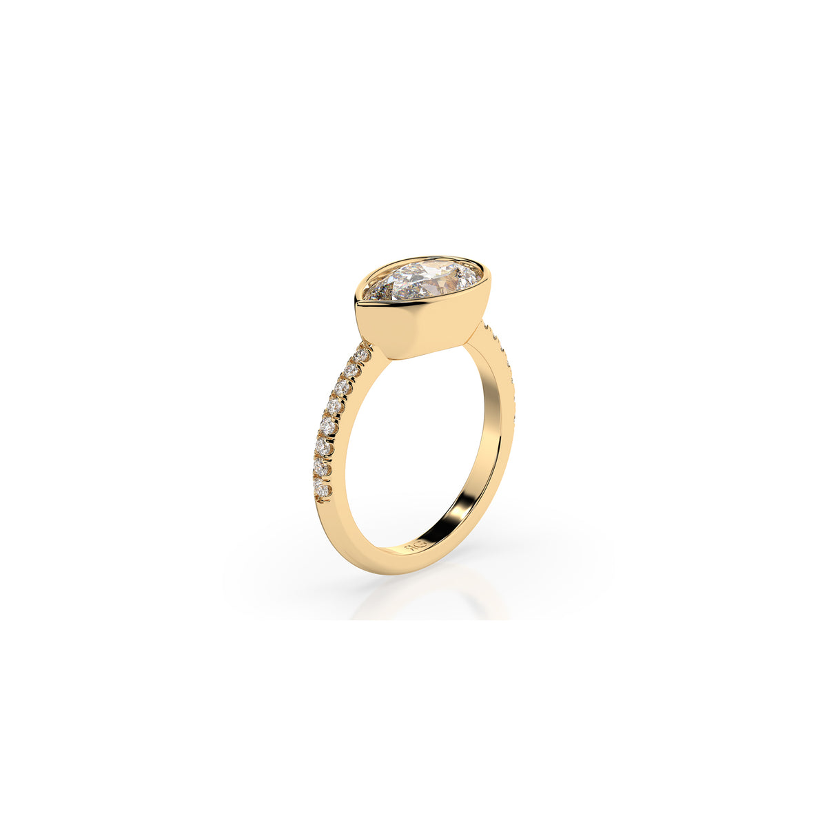 14k Pear East West Bezel Pavé Ring