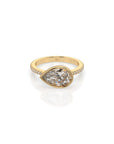14k Pear East West Bezel Pave Ring