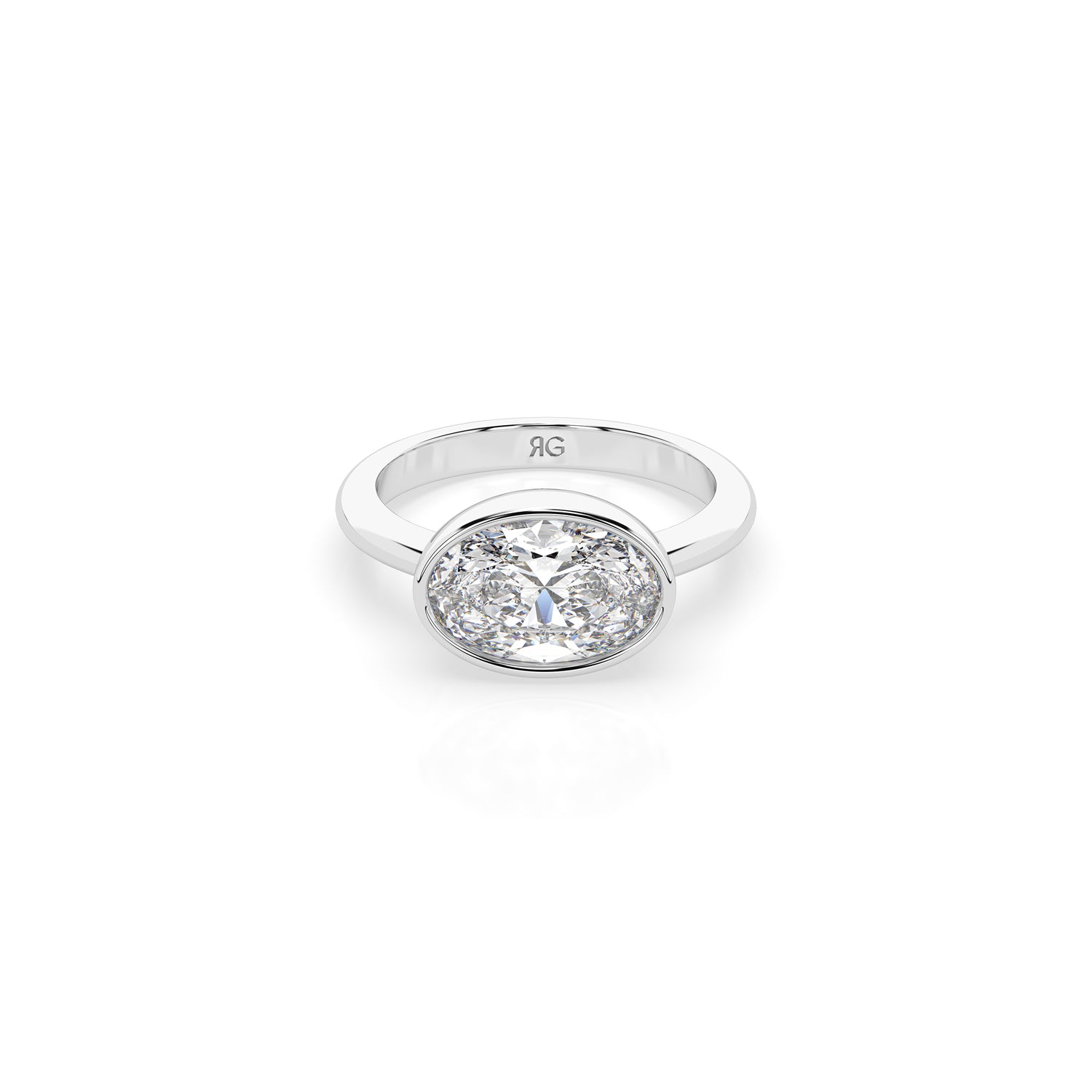 14k Oval East West Bezel Ring