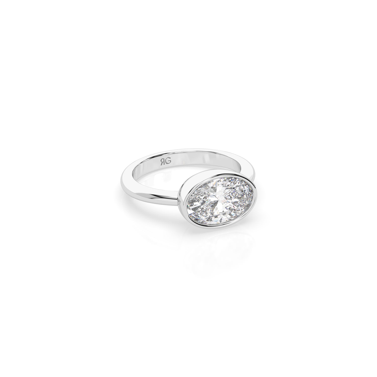 14k Oval East West Bezel Ring